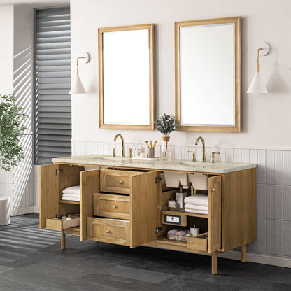 James Martin - Laurent 72" Double Vanity, Light Natural Oak, w/ 3 CM Tajnar Eclos Top w/FreePower Wireless Charger - 545-V72-LNO-FTJR view 9