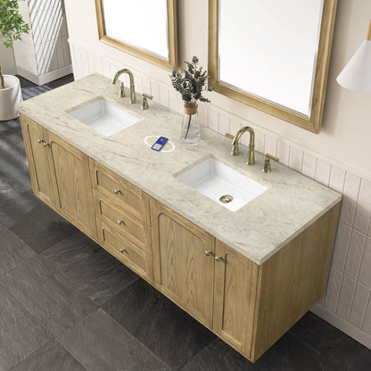 James Martin - Laurent 72" Double Vanity, Light Natural Oak, w/ 3 CM Tajnar Eclos Top w/FreePower Wireless Charger - 545-V72-LNO-FTJR view 12