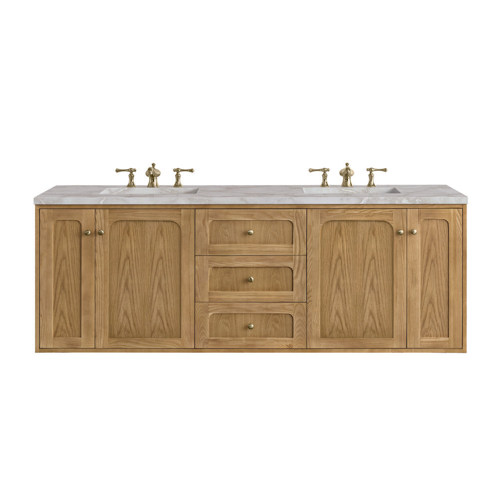James Martin - Laurent 72" Double Vanity, Light Natural Oak w/ 3 CM Victorian Silver Top - 545-V72-LNO-3VSL view 2
