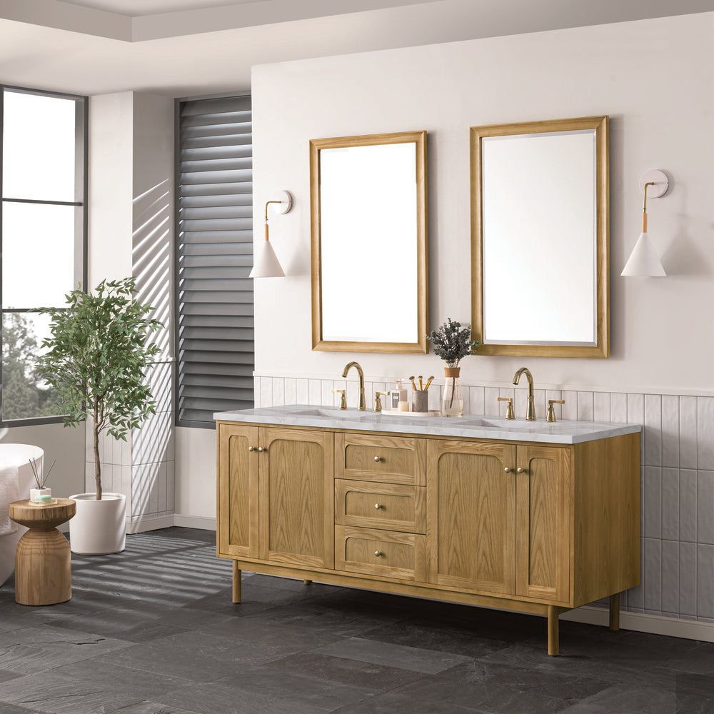 James Martin - Laurent 72" Double Vanity, Light Natural Oak w/ 3 CM Victorian Silver Top - 545-V72-LNO-3VSL view 5