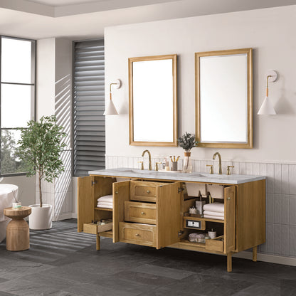 James Martin - Laurent 72" Double Vanity, Light Natural Oak w/ 3 CM Victorian Silver Top - 545-V72-LNO-3VSL view 7