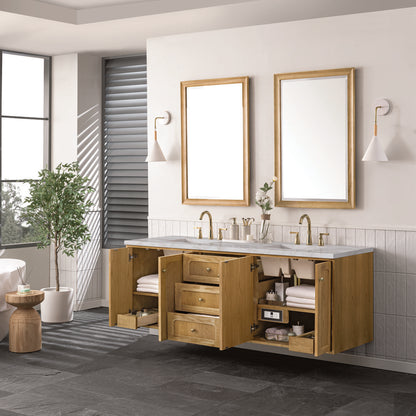 James Martin - Laurent 72" Double Vanity, Light Natural Oak w/ 3 CM Victorian Silver Top - 545-V72-LNO-3VSL view 8