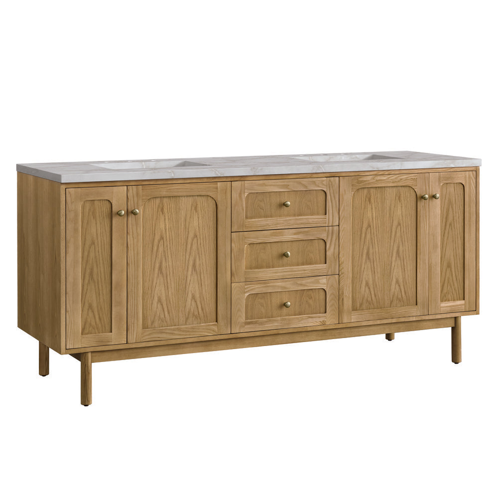 James Martin - Laurent 72" Double Vanity, Light Natural Oak w/ 3 CM Victorian Silver Top - 545-V72-LNO-3VSL view 11