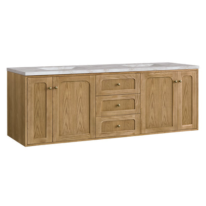 James Martin - Laurent 72" Double Vanity, Light Natural Oak w/ 3 CM Victorian Silver Top - 545-V72-LNO-3VSL view 12