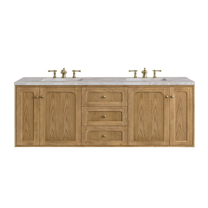 James Martin - Laurent 72" Double Vanity, Light Natural Oak w/ 3 CM Victorian Silver Top w/FreePower Wireless Charger - 545-V72-LNO-FVSL view 2