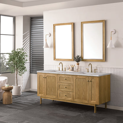 James Martin - Laurent 72" Double Vanity, Light Natural Oak w/ 3 CM Victorian Silver Top w/FreePower Wireless Charger - 545-V72-LNO-FVSL view 6