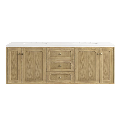 James Martin - Laurent 72" Double Vanity, Light Natural Oak w/ 3 CM White Zeus Top - 545-V72-LNO-3WZ view 2
