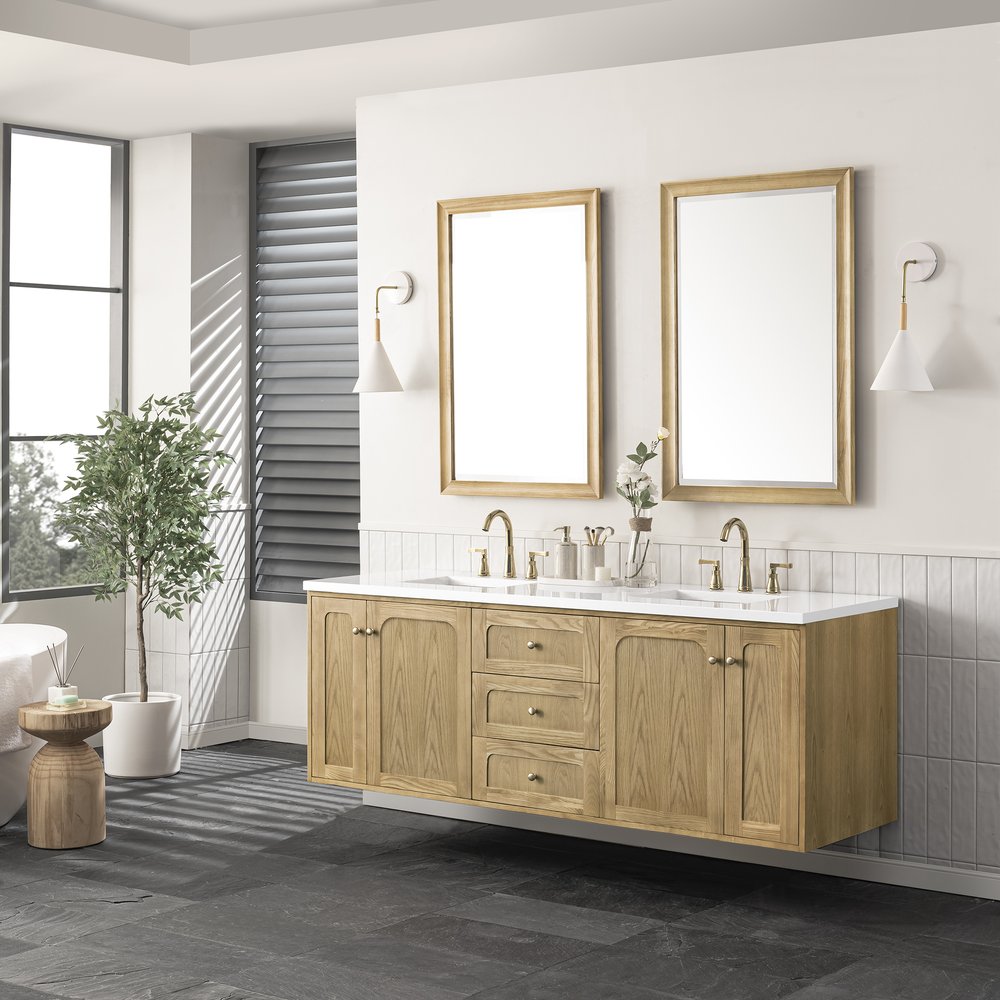 James Martin - Laurent 72" Double Vanity, Light Natural Oak w/ 3 CM White Zeus Top - 545-V72-LNO-3WZ view 5