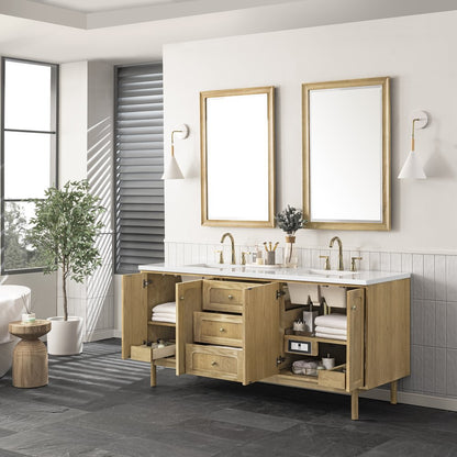 James Martin - Laurent 72" Double Vanity, Light Natural Oak w/ 3 CM White Zeus Top - 545-V72-LNO-3WZ view 6