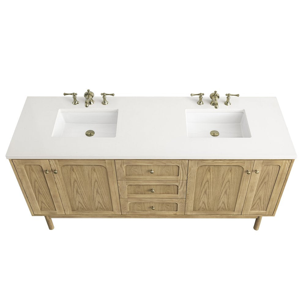 James Martin - Laurent 72" Double Vanity, Light Natural Oak w/ 3 CM White Zeus Top - 545-V72-LNO-3WZ view 8