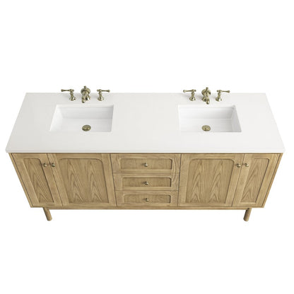 James Martin - Laurent 72" Double Vanity, Light Natural Oak w/ 3 CM White Zeus Top - 545-V72-LNO-3WZ view 8