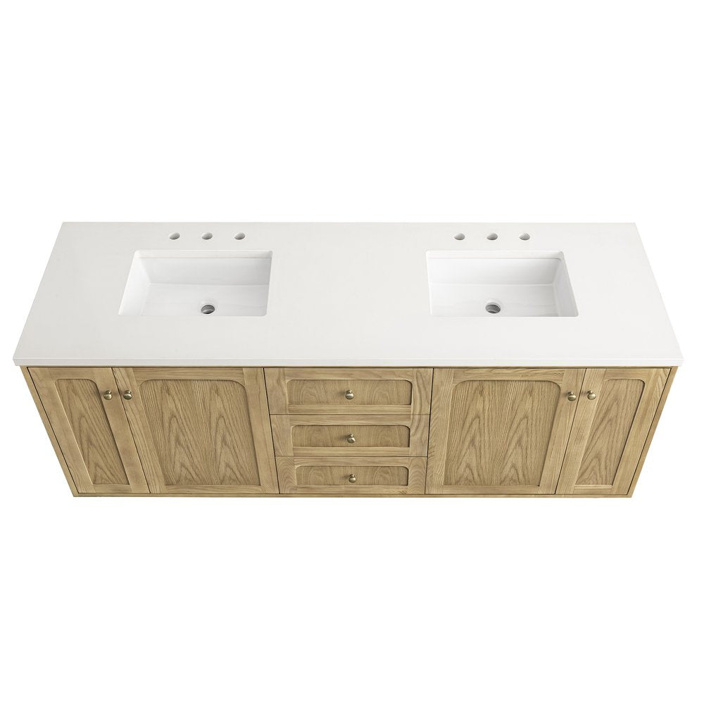 James Martin - Laurent 72" Double Vanity, Light Natural Oak w/ 3 CM White Zeus Top - 545-V72-LNO-3WZ view 9