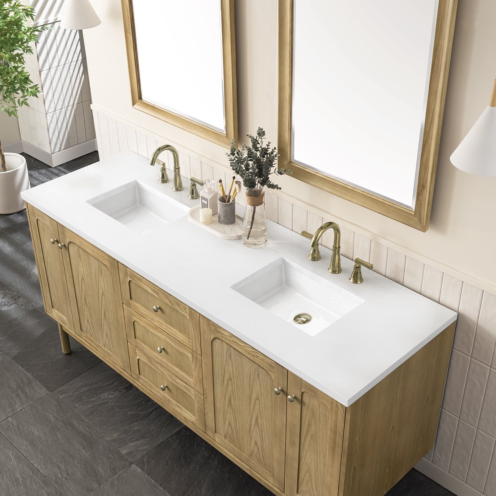 James Martin - Laurent 72" Double Vanity, Light Natural Oak w/ 3 CM White Zeus Top - 545-V72-LNO-3WZ view 10