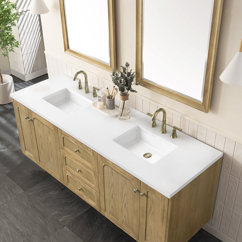 James Martin - Laurent 72" Double Vanity, Light Natural Oak w/ 3 CM White Zeus Top - 545-V72-LNO-3WZ view 11