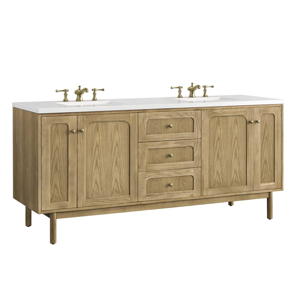 James Martin - Laurent 72" Double Vanity, Light Natural Oak w/ 3 CM White Zeus Top - 545-V72-LNO-3WZ view 12
