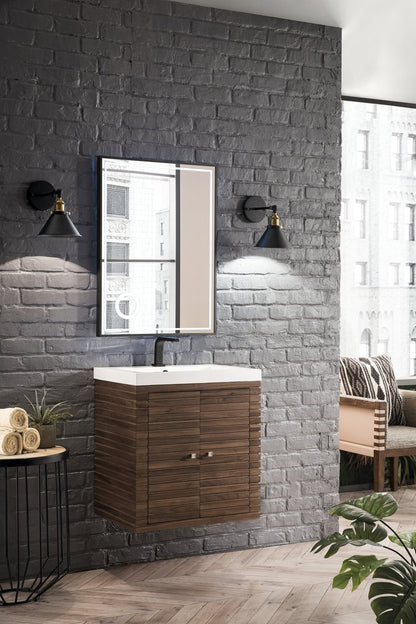 James Martin - Linden 24" Single Vanity, Mid-Century Walnut w/ White Glossy Composite Stone Top - E213V24WLTWG view 5