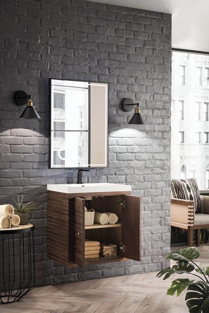 James Martin - Linden 24" Single Vanity, Mid-Century Walnut w/ White Glossy Composite Stone Top - E213V24WLTWG view 6
