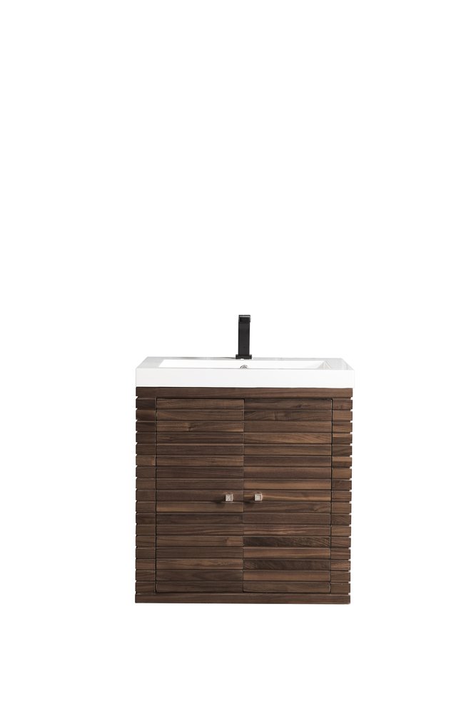 James Martin - Linden 24" Single Vanity, Mid-Century Walnut w/ White Glossy Composite Stone Top - E213V24WLTWG view 9