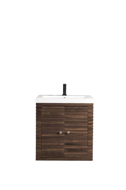 James Martin - Linden 24" Single Vanity, Mid-Century Walnut w/ White Glossy Composite Stone Top - E213V24WLTWG view 9