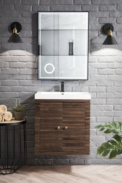 James Martin - Linden 24" Single Vanity, Mid-Century Walnut w/ White Glossy Composite Stone Top - E213V24WLTWG view 10