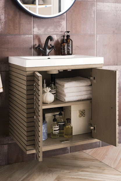 James Martin - Linden 24" Single Vanity, Whitewashed Walnut w/ White Glossy Composite Stone Top - E213V24WWWWG view 6