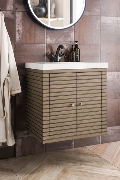 James Martin - Linden 24" Single Vanity, Whitewashed Walnut w/ White Glossy Composite Stone Top - E213V24WWWWG view 8