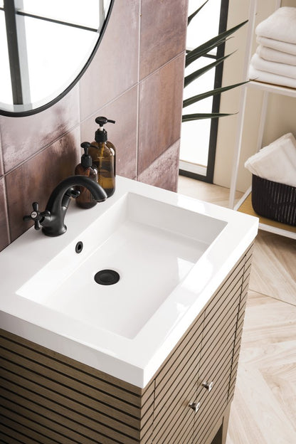James Martin - Linden 24" Single Vanity, Whitewashed Walnut w/ White Glossy Composite Stone Top - E213V24WWWWG view 9