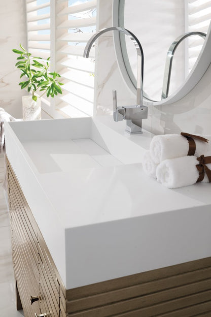 James Martin - Linear 36" Single Vanity, Whitewashed Walnut w/ Glossy White Composite Stone Top - 210-V36-WW-GW view 5