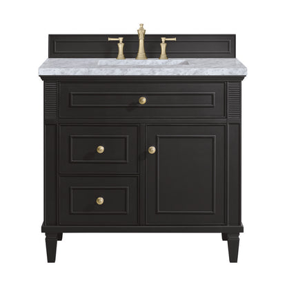 James Martin - Lorelai 36" Single Vanity, Black Onyx w/ 3 CM Carrara White Marble Top - 424-V36-BKO-3CAR view 1