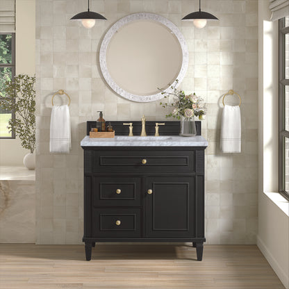 James Martin - Lorelai 36" Single Vanity, Black Onyx w/ 3 CM Carrara White Marble Top - 424-V36-BKO-3CAR view 3
