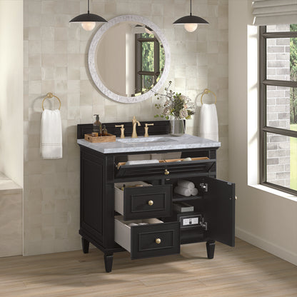 James Martin - Lorelai 36" Single Vanity, Black Onyx w/ 3 CM Carrara White Marble Top - 424-V36-BKO-3CAR view 5