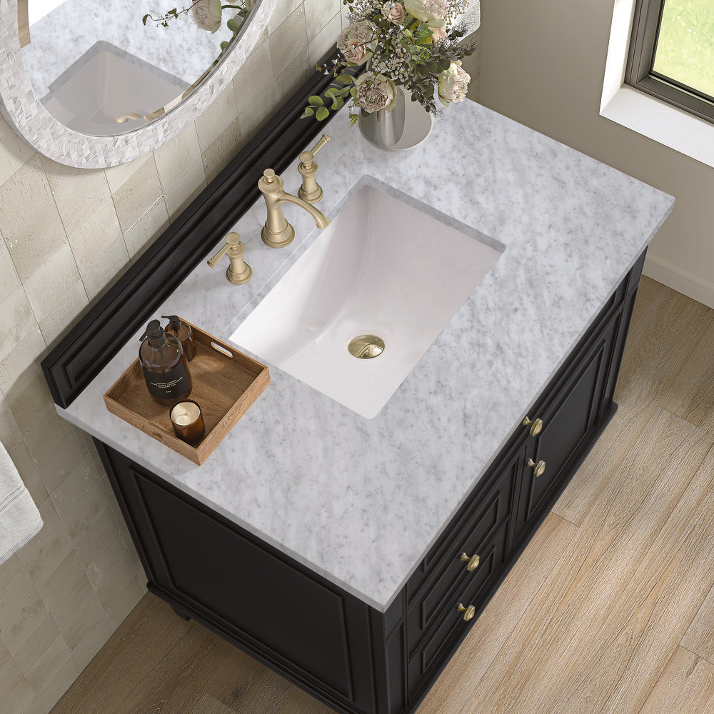 James Martin - Lorelai 36" Single Vanity, Black Onyx w/ 3 CM Carrara White Marble Top - 424-V36-BKO-3CAR view 7