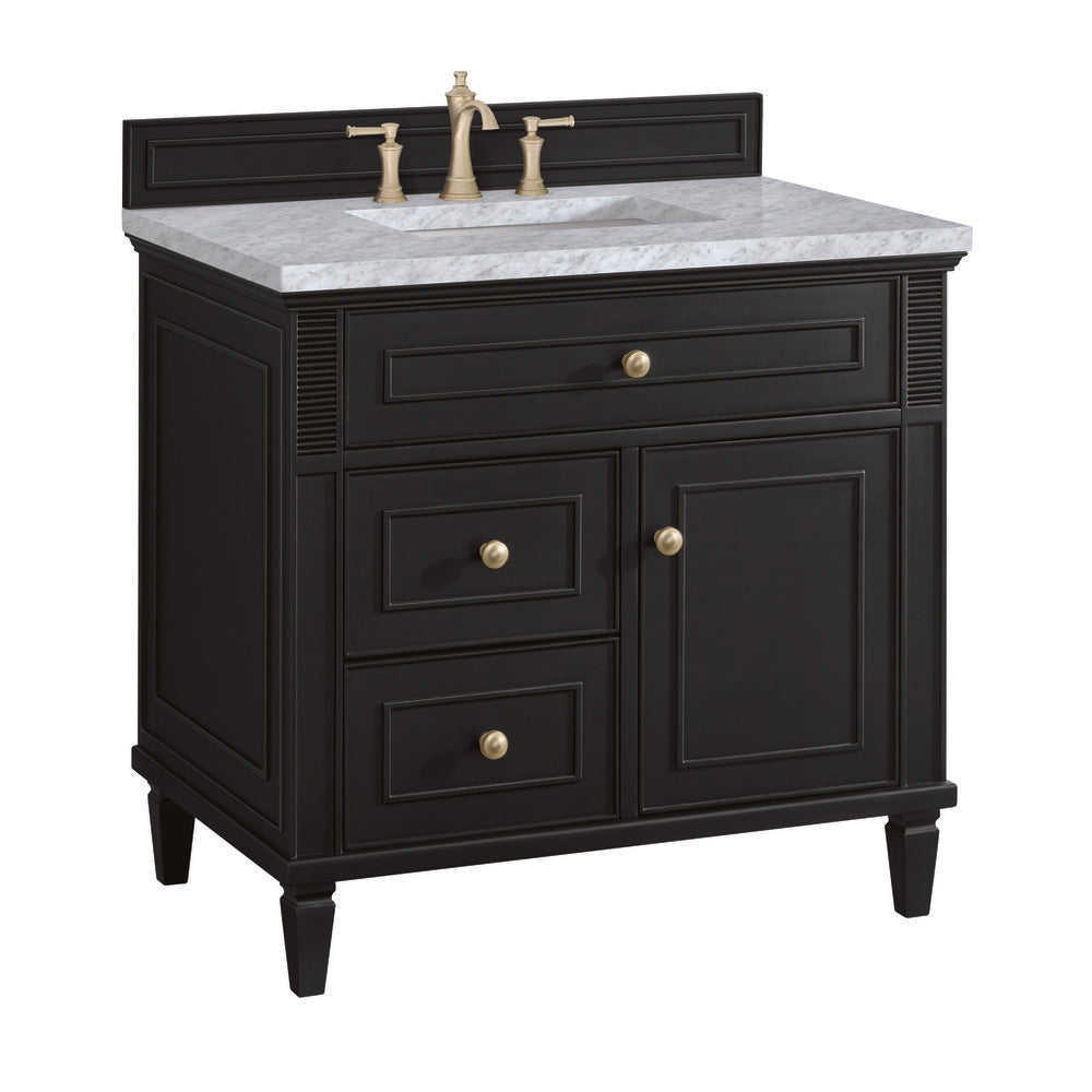James Martin - Lorelai 36" Single Vanity, Black Onyx w/ 3 CM Carrara White Marble Top - 424-V36-BKO-3CAR view 10