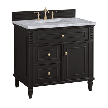 James Martin - Lorelai 36" Single Vanity, Black Onyx w/ 3 CM Carrara White Marble Top - 424-V36-BKO-3CAR view 10