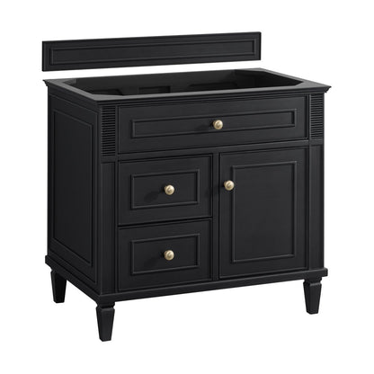 James Martin - Lorelai 36" Single Vanity, Black Onyx w/ 3 CM Charcoal Soapstone Silestone Top - 424-V36-BKO-3CSP view 2
