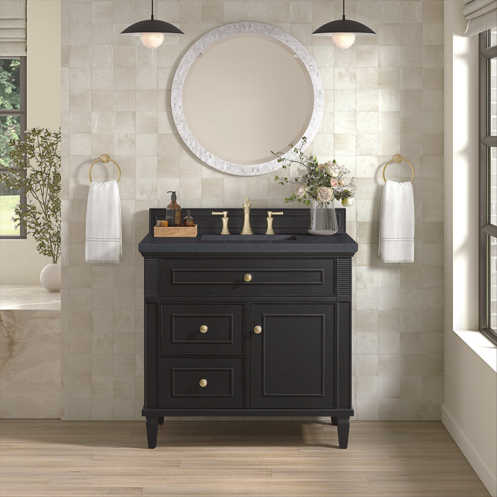 James Martin - Lorelai 36" Single Vanity, Black Onyx w/ 3 CM Charcoal Soapstone Silestone Top - 424-V36-BKO-3CSP view 3