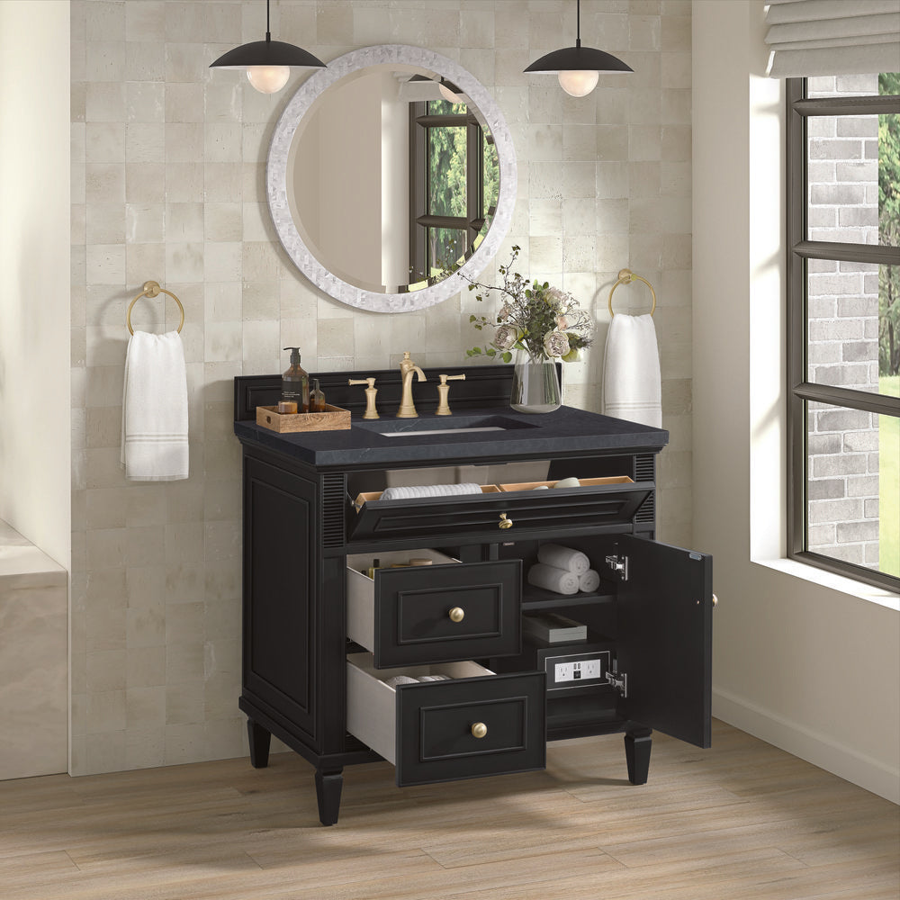 James Martin - Lorelai 36" Single Vanity, Black Onyx w/ 3 CM Charcoal Soapstone Silestone Top - 424-V36-BKO-3CSP view 5