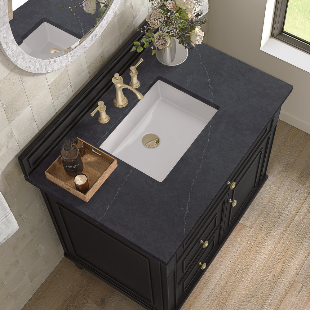 James Martin - Lorelai 36" Single Vanity, Black Onyx w/ 3 CM Charcoal Soapstone Silestone Top - 424-V36-BKO-3CSP view 7