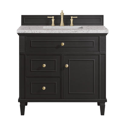 James Martin - Lorelai 36" Single Vanity, Black Onyx w/ 3 CM Eternal Jasmine Pearl Silestone Top - 424-V36-BKO-3EJP view 1
