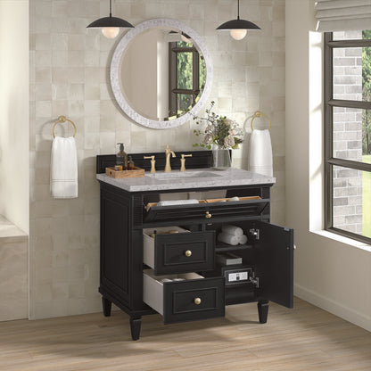 James Martin - Lorelai 36" Single Vanity, Black Onyx w/ 3 CM Eternal Jasmine Pearl Silestone Top - 424-V36-BKO-3EJP view 5