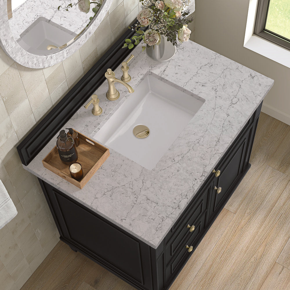 James Martin - Lorelai 36" Single Vanity, Black Onyx w/ 3 CM Eternal Jasmine Pearl Silestone Top - 424-V36-BKO-3EJP view 7