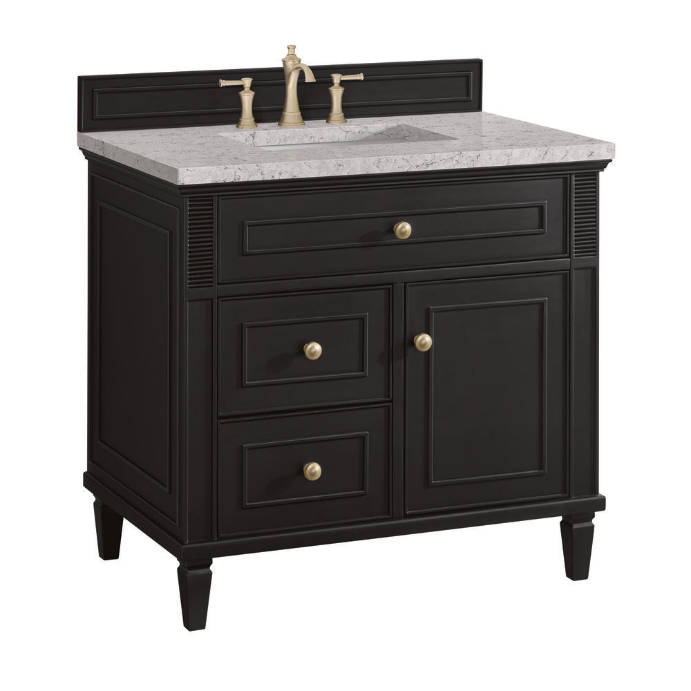 James Martin - Lorelai 36" Single Vanity, Black Onyx w/ 3 CM Eternal Jasmine Pearl Silestone Top - 424-V36-BKO-3EJP view 10