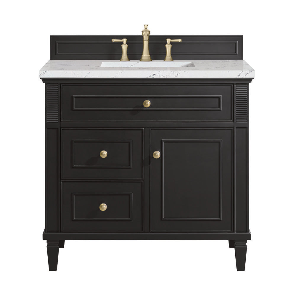 James Martin - Lorelai 36" Single Vanity, Black Onyx w/ 3 CM Ethereal Noctis Silestone Top - 424-V36-BKO-3ENC view 1
