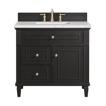 James Martin - Lorelai 36" Single Vanity, Black Onyx w/ 3 CM Ethereal Noctis Silestone Top - 424-V36-BKO-3ENC view 1