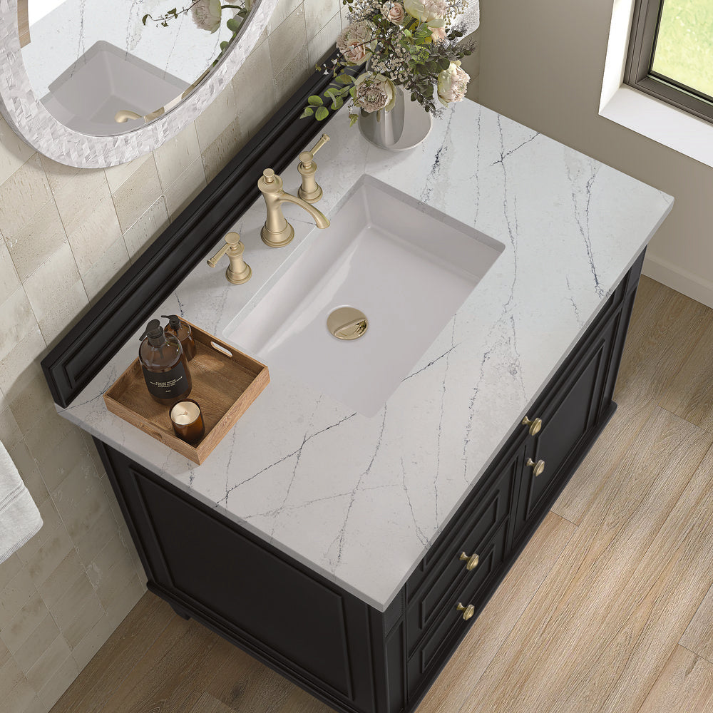 James Martin - Lorelai 36" Single Vanity, Black Onyx w/ 3 CM Ethereal Noctis Silestone Top - 424-V36-BKO-3ENC view 7