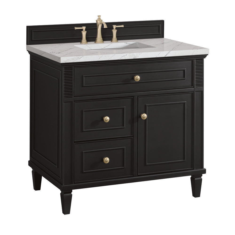James Martin - Lorelai 36" Single Vanity, Black Onyx w/ 3 CM Ethereal Noctis Silestone Top - 424-V36-BKO-3ENC view 10