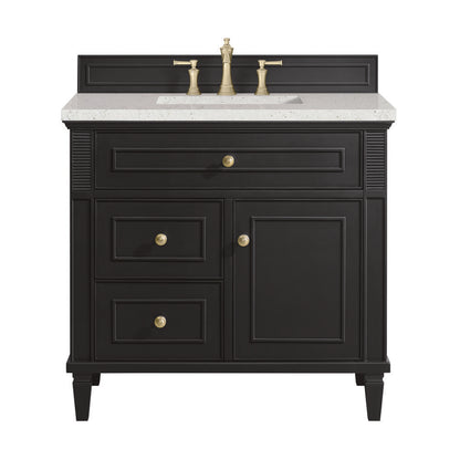 James Martin - Lorelai 36" Single Vanity, Black Onyx w/ 3 CM Lime Delight Silestone Top - 424-V36-BKO-3LDL view 1