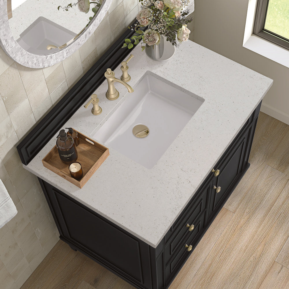 James Martin - Lorelai 36" Single Vanity, Black Onyx w/ 3 CM Lime Delight Silestone Top - 424-V36-BKO-3LDL view 7