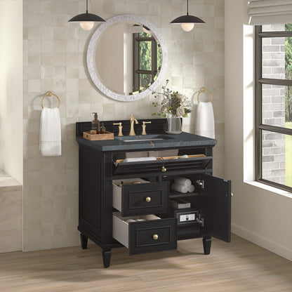 James Martin - Lorelai 36" Single Vanity, Black Onyx w/ 3 CM Parisien Bleu Silestone Top - 424-V36-BKO-3PBL view 5