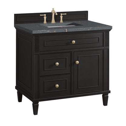 James Martin - Lorelai 36" Single Vanity, Black Onyx w/ 3 CM Parisien Bleu Silestone Top - 424-V36-BKO-3PBL view 10